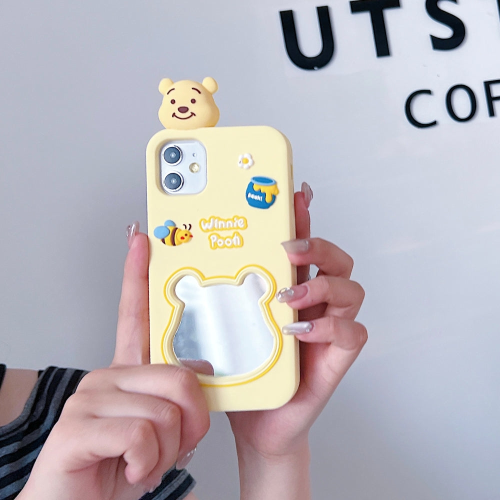 Cute Bear Shape Mirror Silicone Soft Phone Case | Mobile Cover - iPhone 13