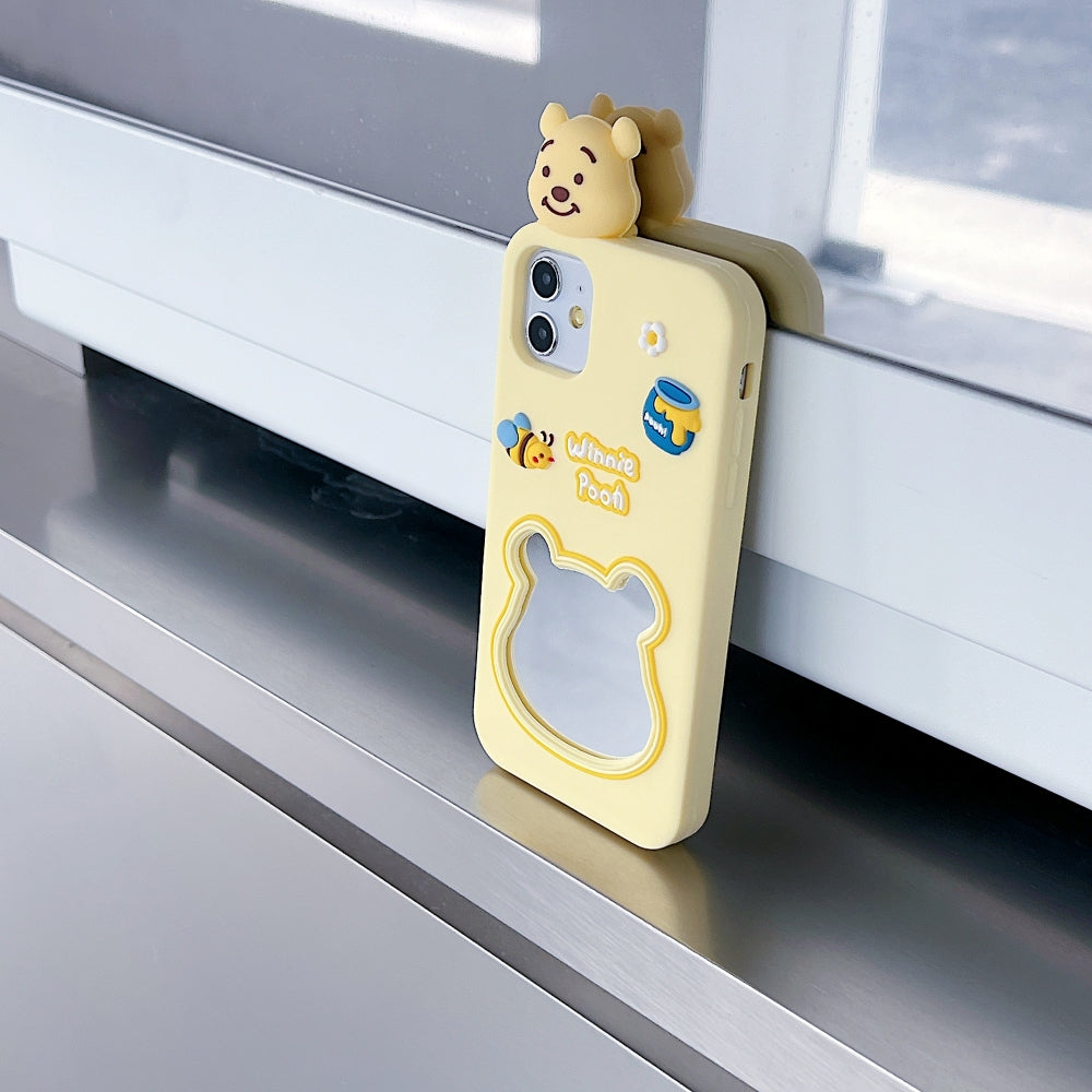 Cute Bear Shape Mirror Silicone Soft Phone Case | Mobile Cover - iPhone 13