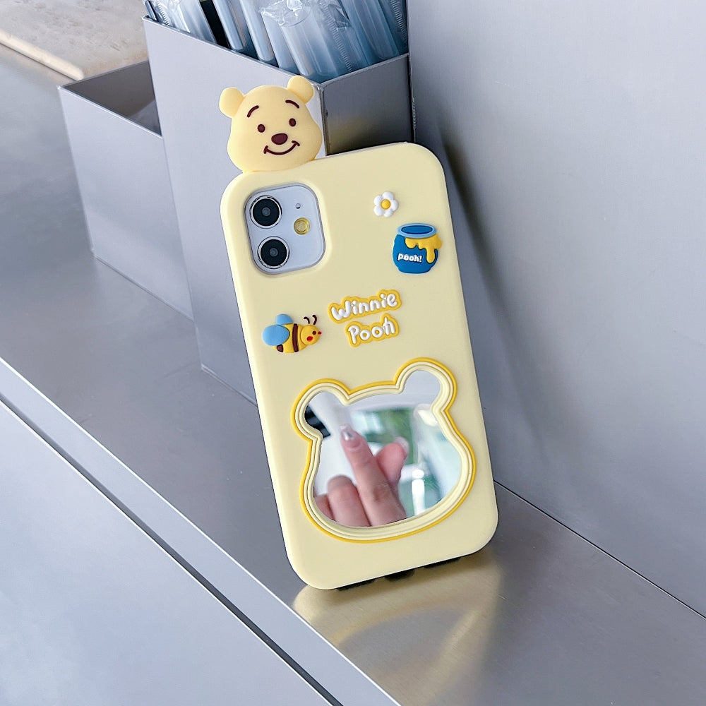 Cute Bear Shape Mirror Silicone Soft Phone Case | Mobile Cover - iPhone 13