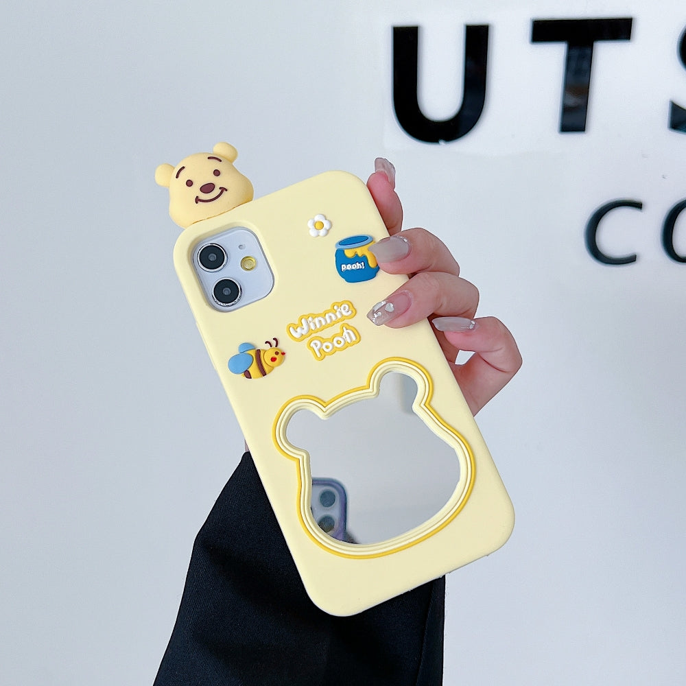 Cute Bear Shape Mirror Silicone Soft Phone Case | Mobile Cover - iPhone 13