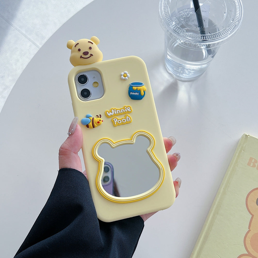 Cute Bear Shape Mirror Silicone Soft Phone Case | Mobile Cover - iPhone 13
