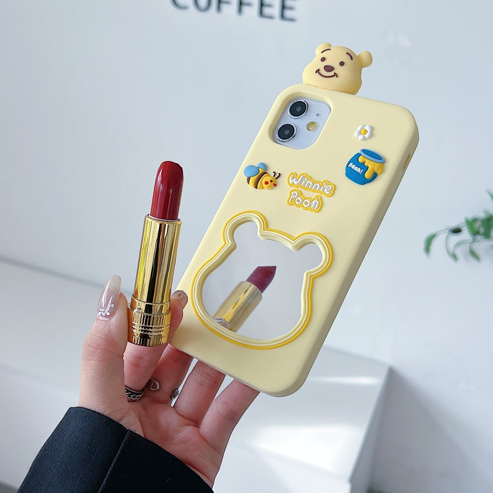 Cute Bear Shape Mirror Silicone Soft Phone Case | Mobile Cover - iPhone 13