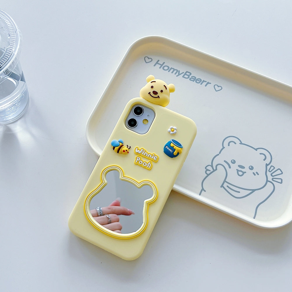 Cute Bear Shape Mirror Silicone Soft Phone Case | Mobile Cover - iPhone 13