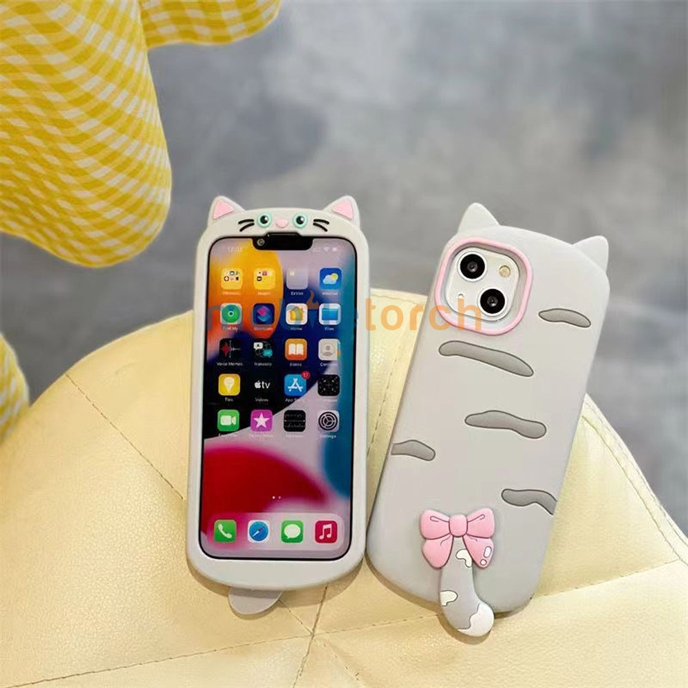 Cute Little Cat Phone Case with A Rotated Tail - iPhone 14 Pro