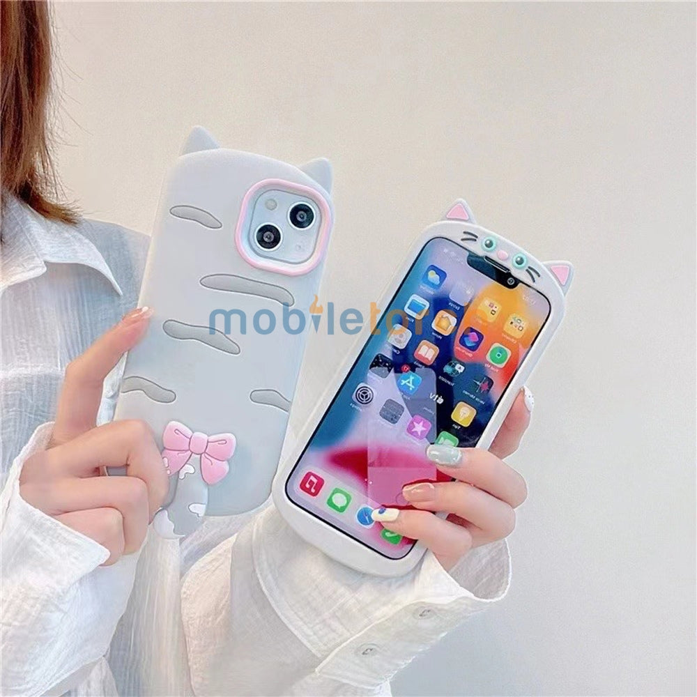 Cute Little Cat Phone Case with A Rotated Tail - iPhone 14 Pro