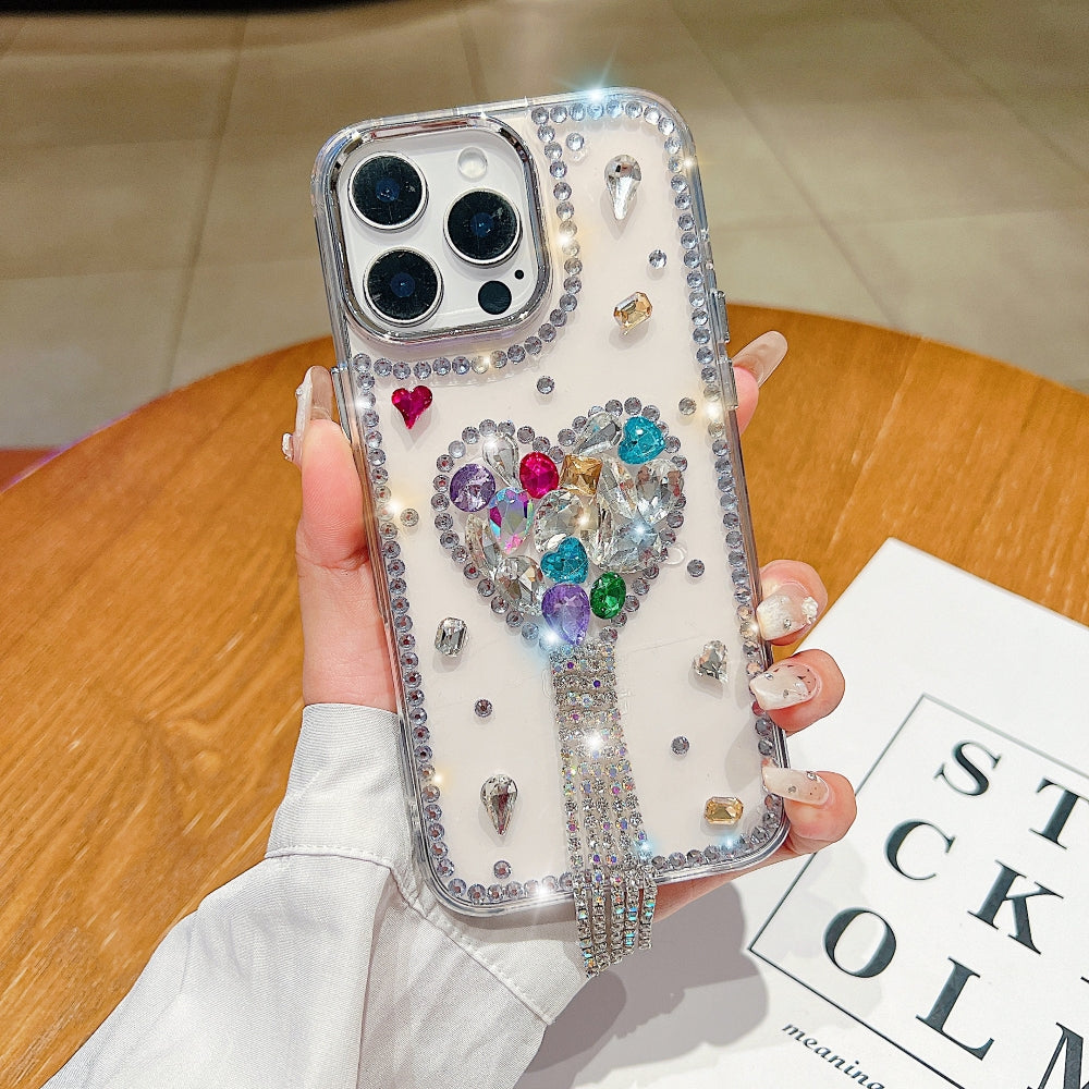 Designer Handmade Love Diamond Transparent Phone Case