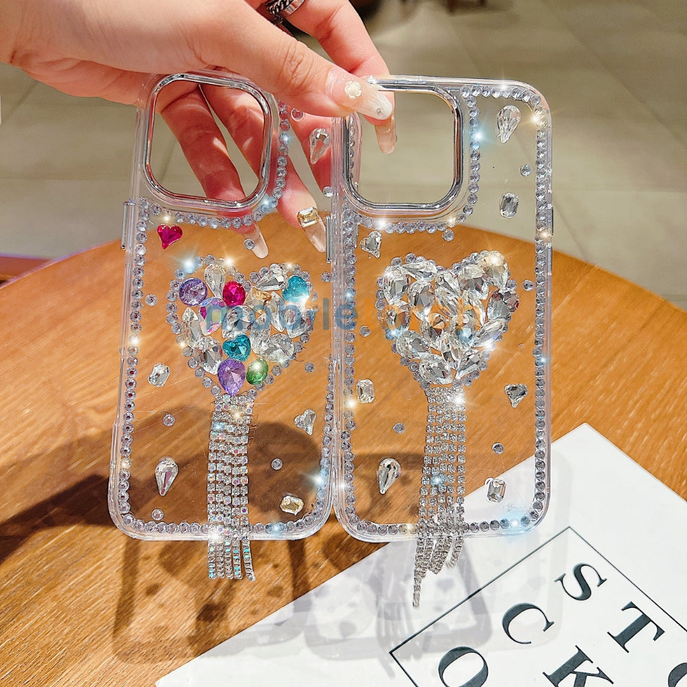 Designer Handmade Love Diamond Transparent Phone Case | Mobile Cover - iPhone 13