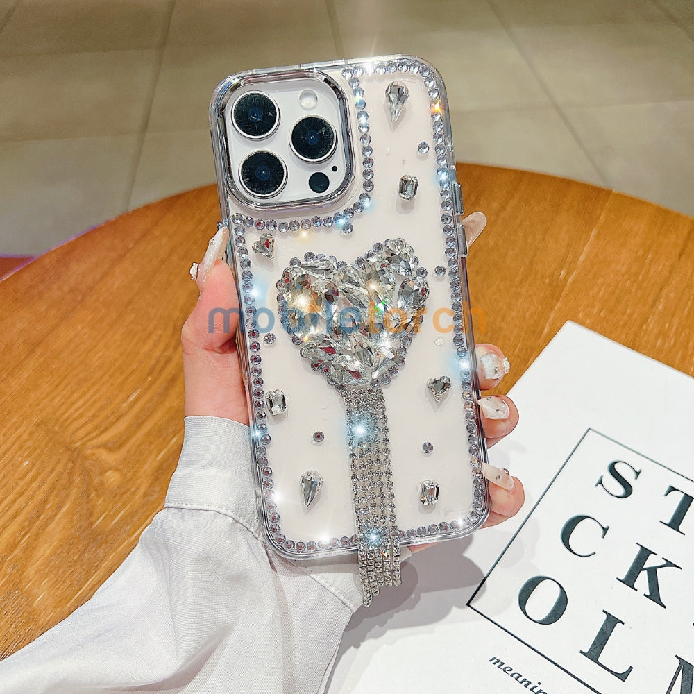 Designer Handmade Love Diamond Transparent Phone Case | Mobile Cover - iPhone 13