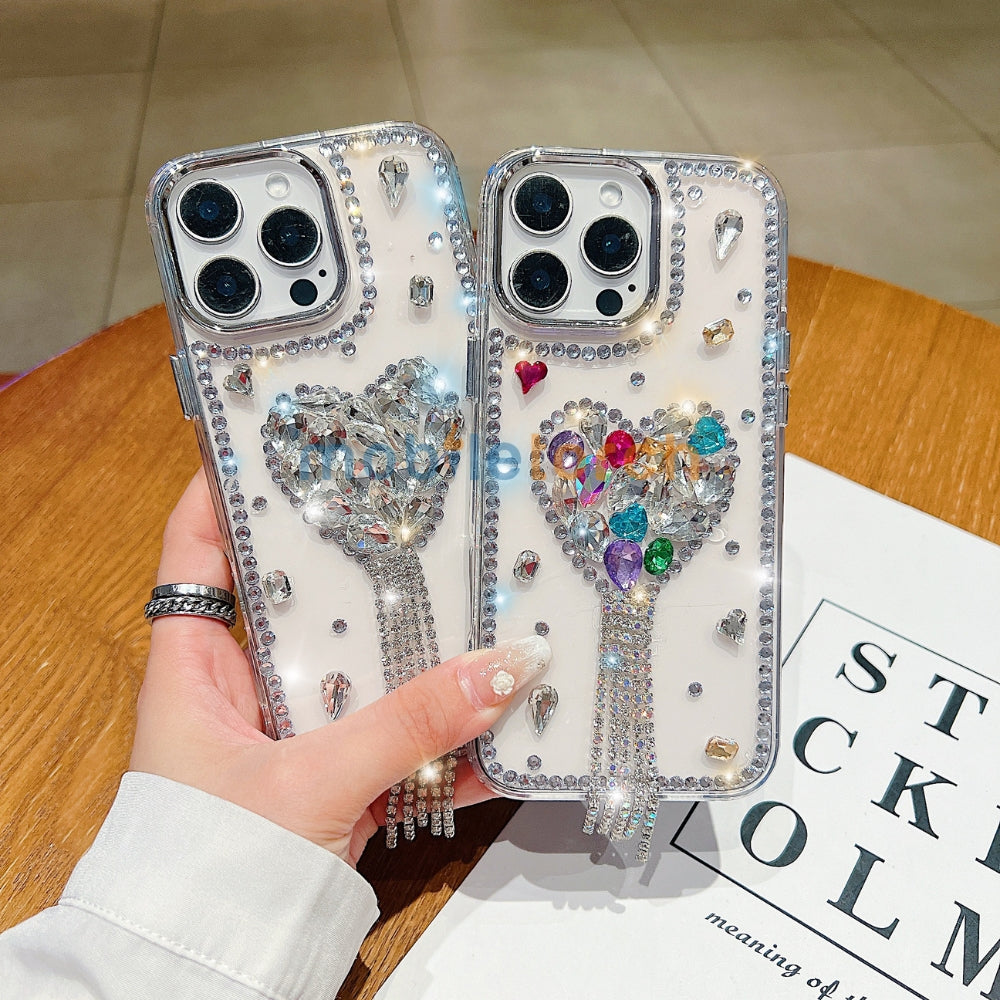 Designer Handmade Love Diamond Transparent Phone Case | Mobile Cover - iPhone 13