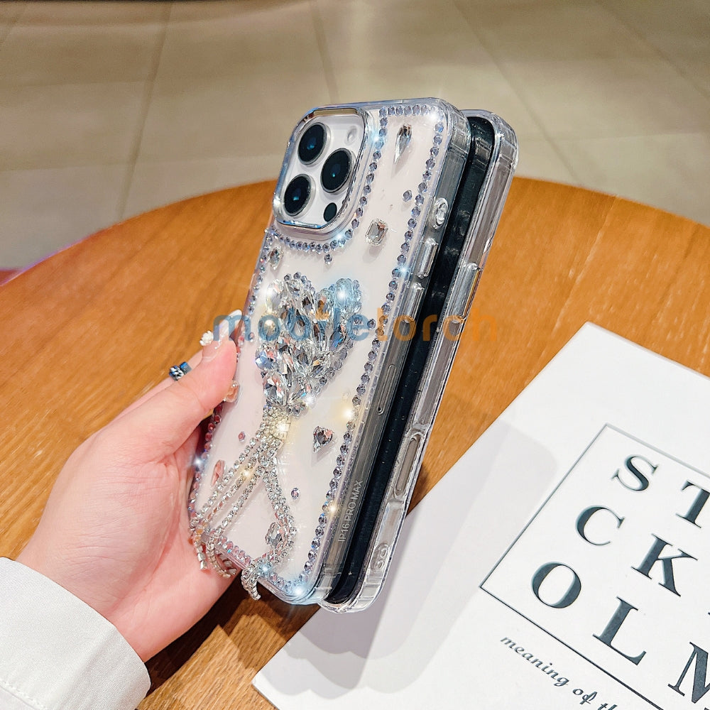 Designer Handmade Love Diamond Transparent Phone Case | Mobile Cover - iPhone 13