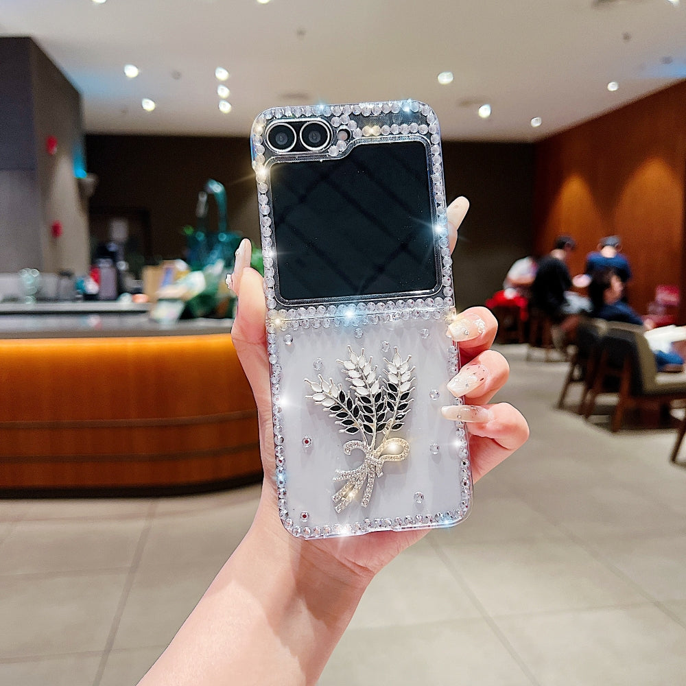 Diamond Leaves TPU (Soft) Handmade Bling Phone Case - Samsung Z Flip 5