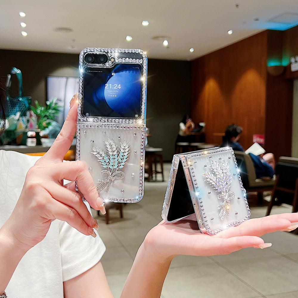 Diamond Leaves TPU (Soft) Handmade Bling Phone Case - Samsung Z Flip 5