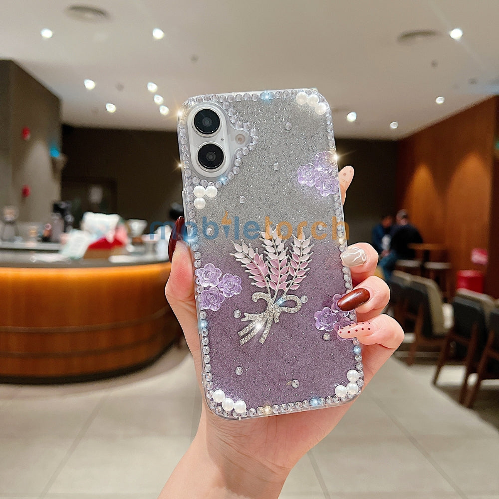 Diamond Leaves TPU (Soft) Handmade Bling Phone Case - iPhone 14 Pro Max
