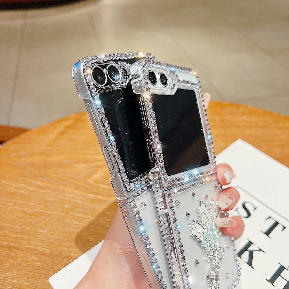 Diamond Leaves TPU (Soft) Handmade Bling Phone Case - Samsung Z Flip 5