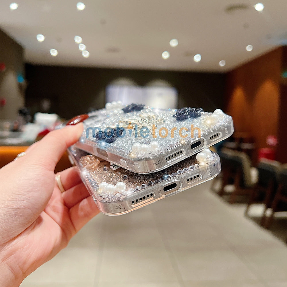 Diamond Leaves TPU (Soft) Handmade Bling Phone Case - iPhone 14 Pro Max