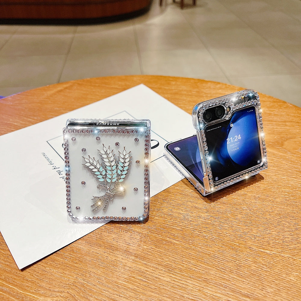 Diamond Leaves TPU (Soft) Handmade Bling Phone Case - Samsung Z Flip 5