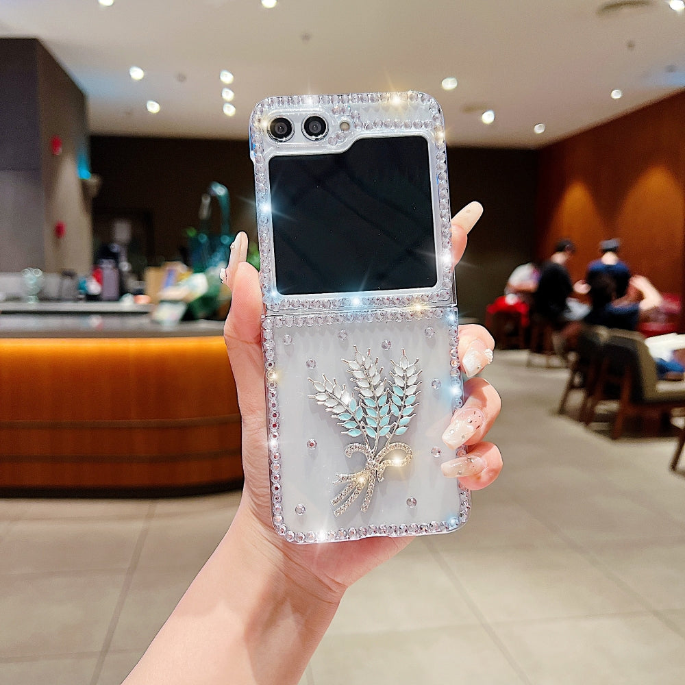 Diamond Leaves TPU (Soft) Handmade Bling Phone Case - Samsung Z Flip 5