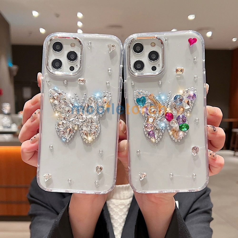 Diamond Stone Butterfly TPU (Soft) Phone Case - iPhone 14 Pro