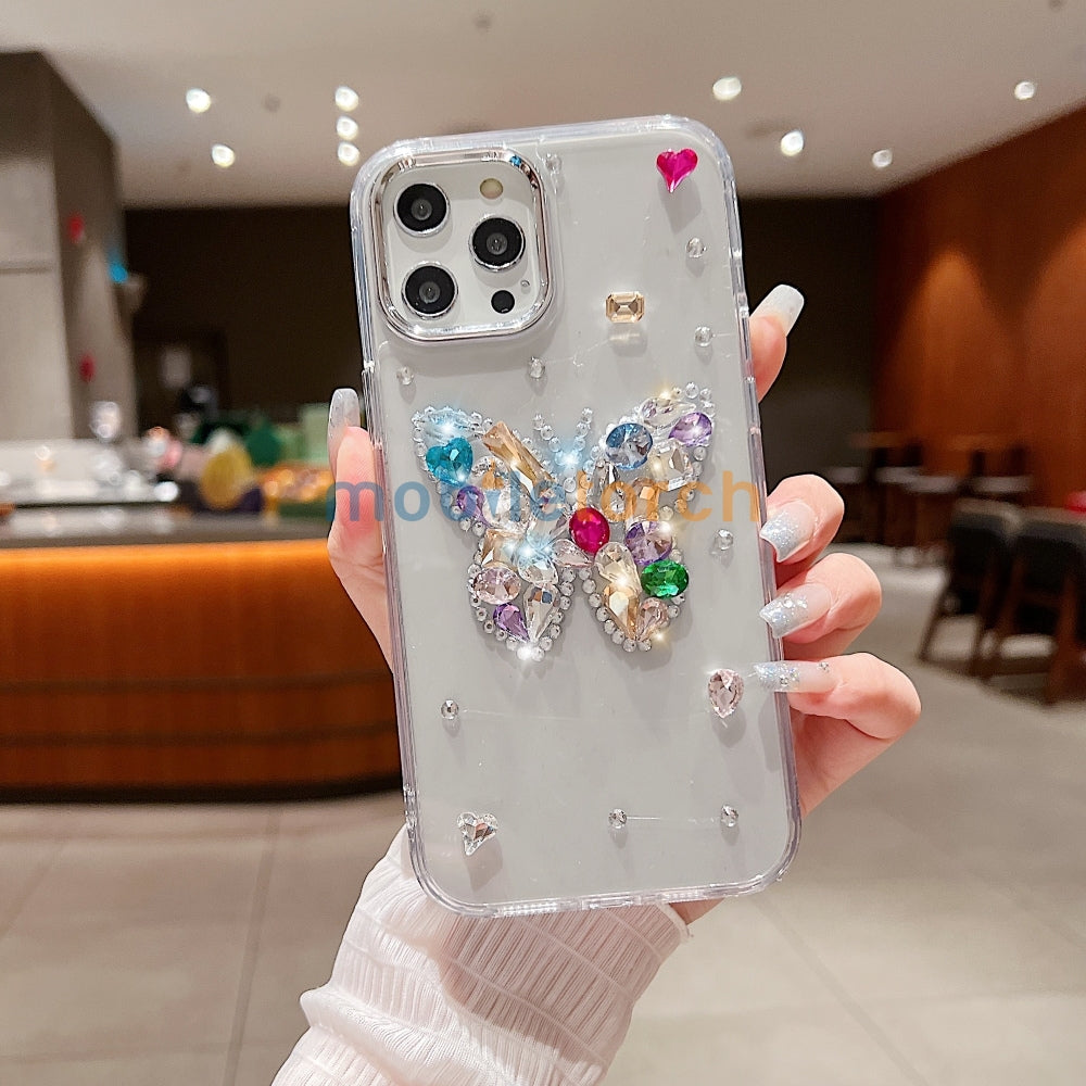 Diamond Stone Butterfly TPU (Soft) Phone Case - iPhone 14 Pro
