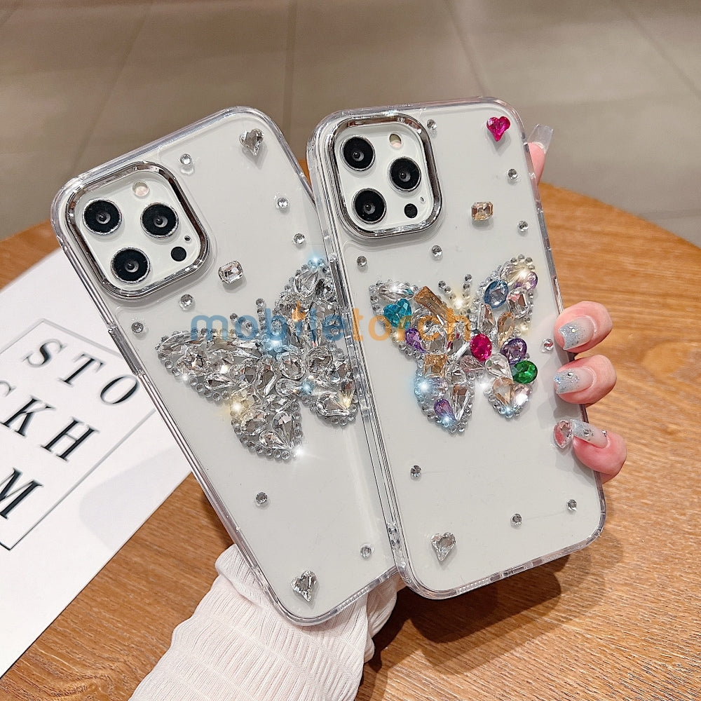 Diamond Stone Butterfly TPU (Soft) Phone Case - iPhone 14 Pro