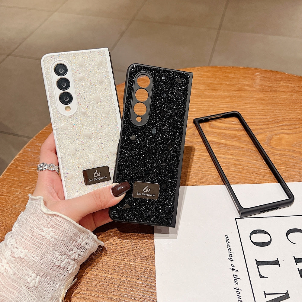 Diamond Studded Pattern Glittery Phone Case - Samsung Z Fold 6