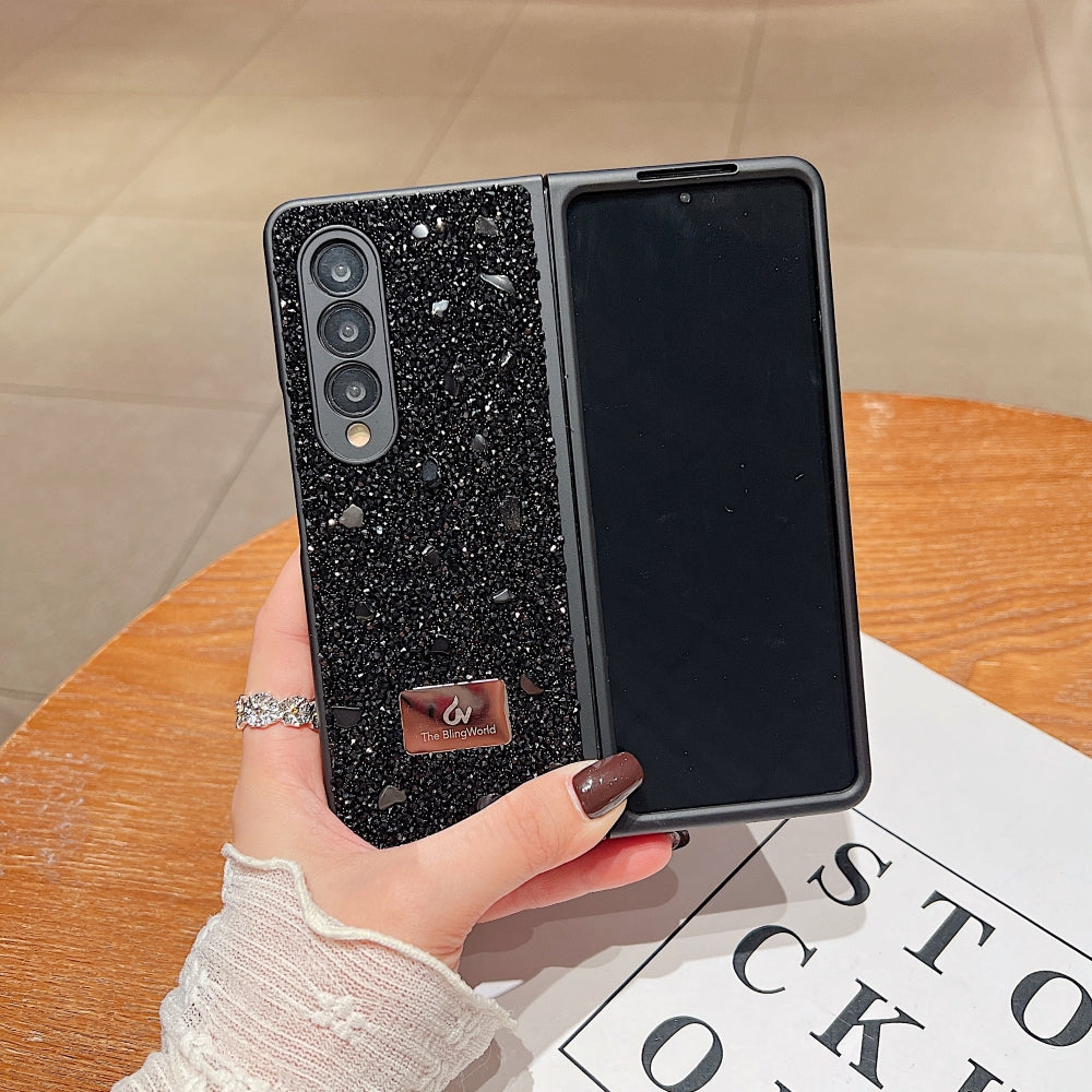 Diamond Studded Pattern Glittery Phone Case - Samsung Z Fold 6