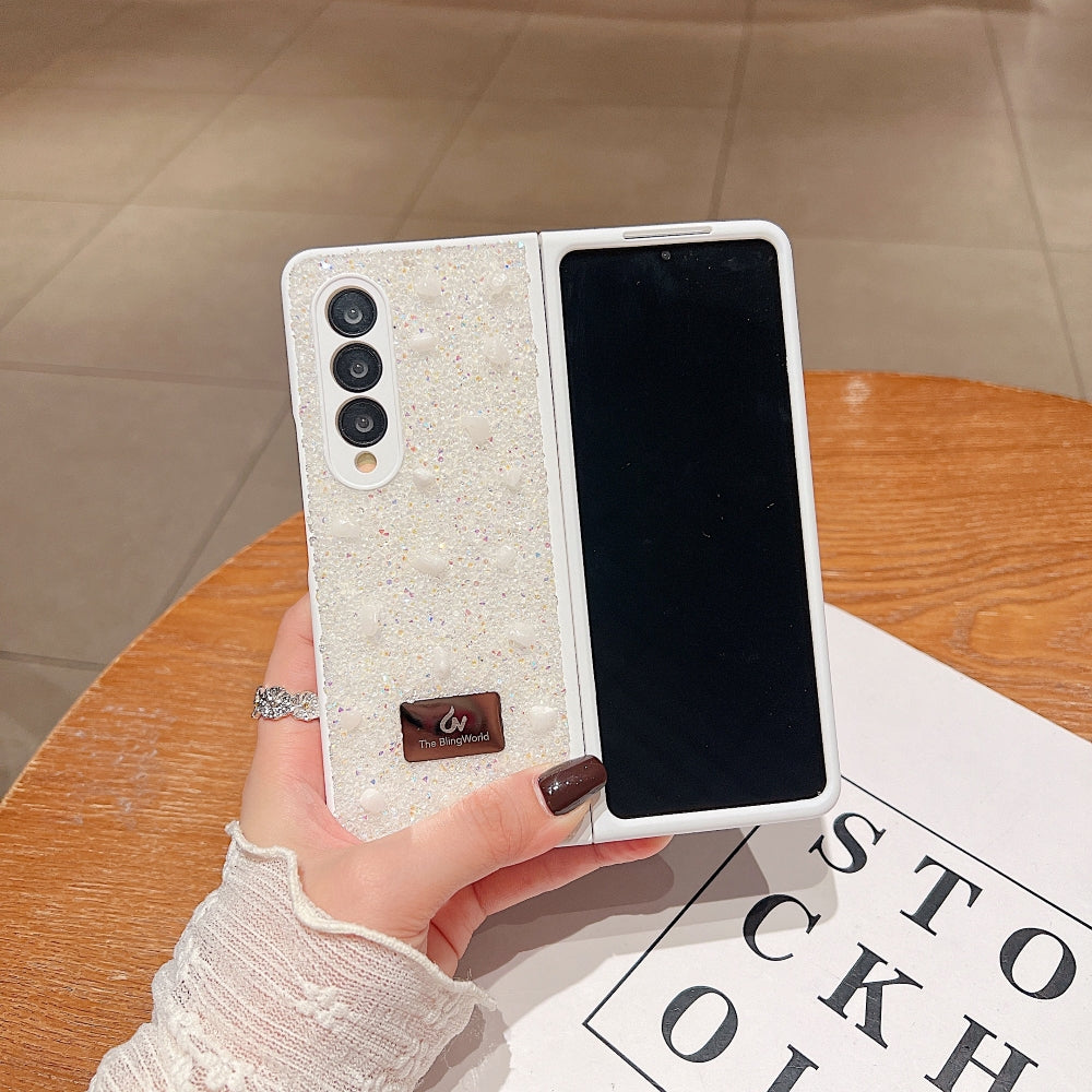 Diamond Studded Pattern Glittery Phone Case - Samsung Z Fold 6