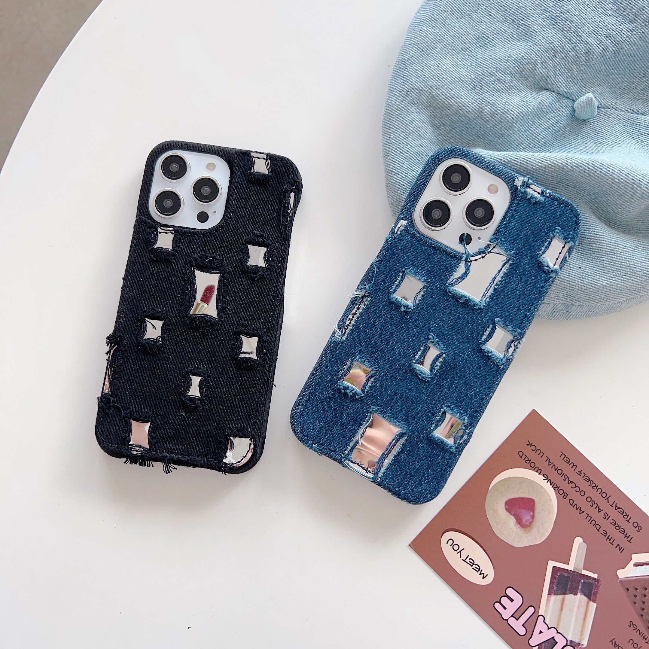 Distressed Denim Fashion Jeans Case - iPhone 14 Pro