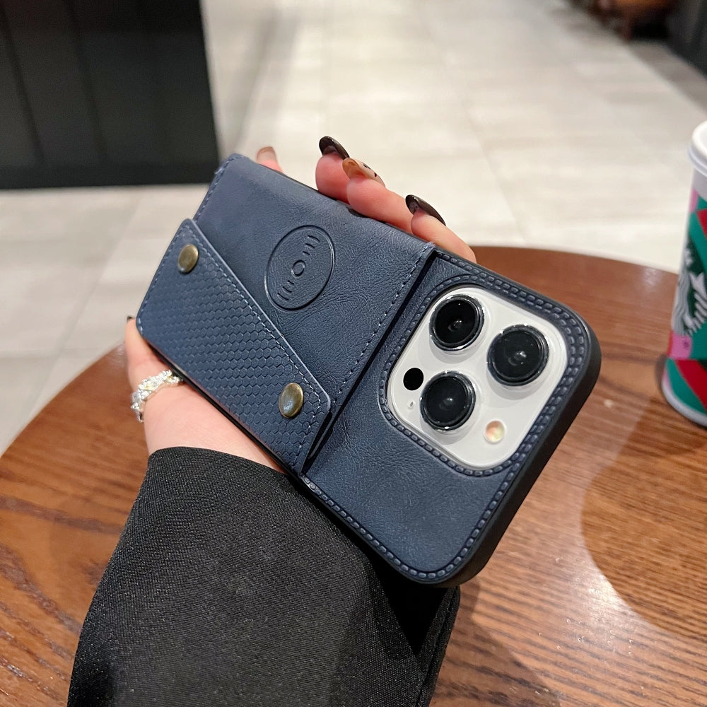 Double Buckle Magnetic Button Closer Phone Case