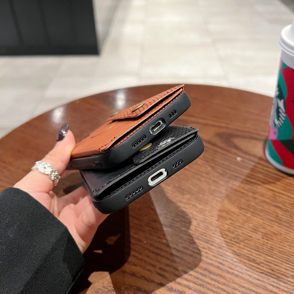 Double Buckle Magnetic Button Closer Phone Case