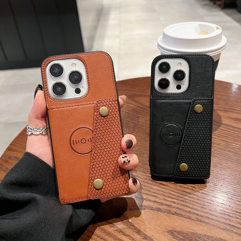 Double Buckle Magnetic Button Closer Phone Case