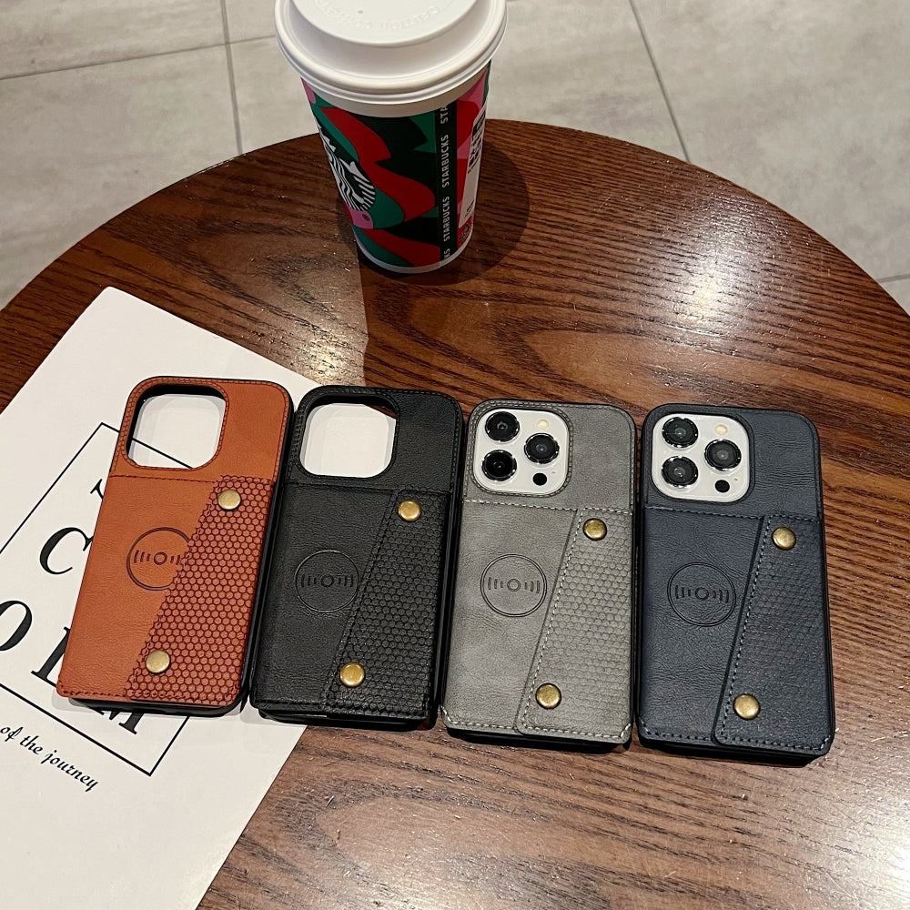 Double Buckle Magnetic Button Closer Phone Case