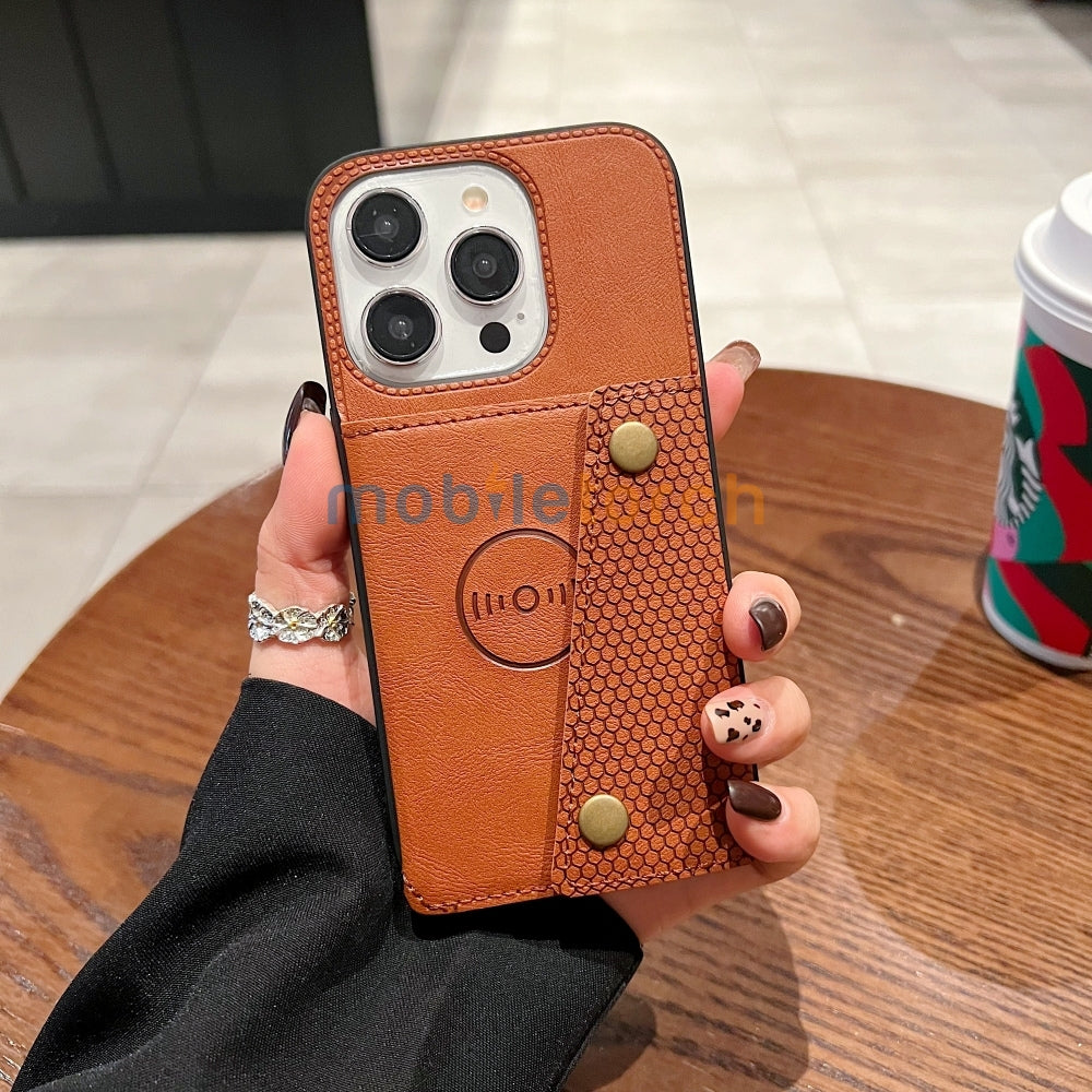Double Buckle Magnetic Button Closer PU Leather Phone Case - Vivo Y16