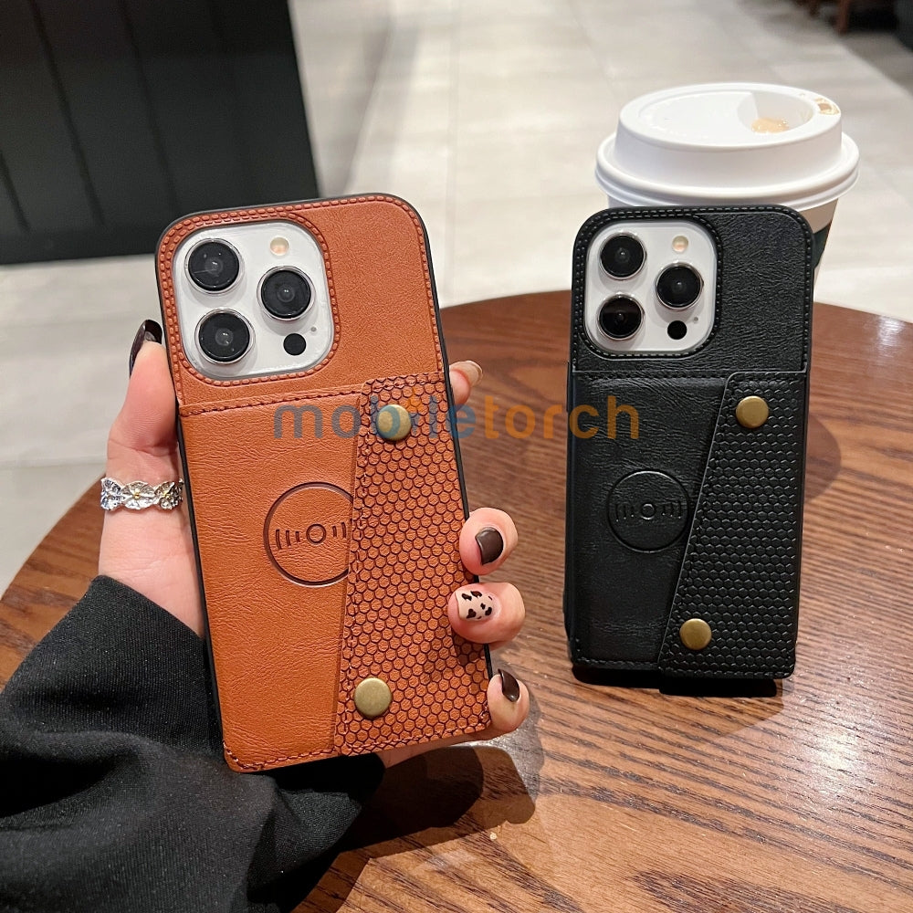 Double Buckle Magnetic Button Closer PU Leather Phone Case - Vivo Y16