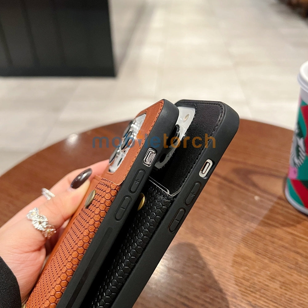 Double Buckle Magnetic Button Closer PU Leather Phone Case - Vivo Y16