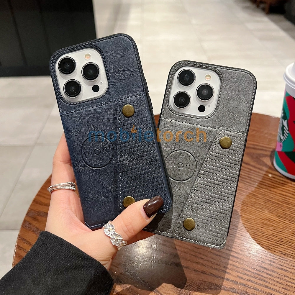Double Buckle Magnetic Button Closer PU Leather Phone Case - Vivo Y16