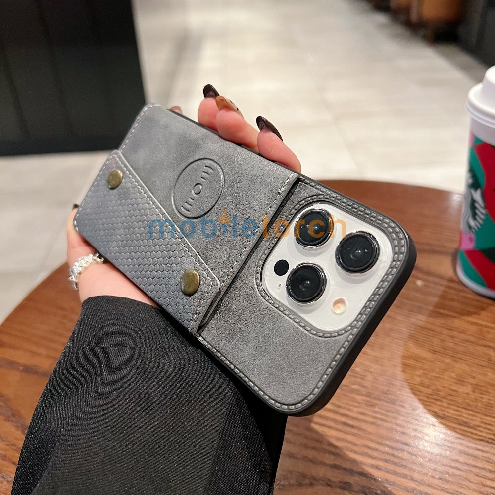 Double Buckle Magnetic Button Closer PU Leather Phone Case - Vivo Y16