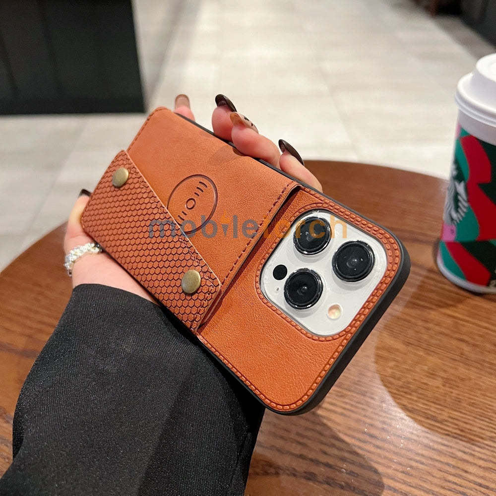 Double Buckle Magnetic Button Closer PU Leather Phone Case - Vivo Y16