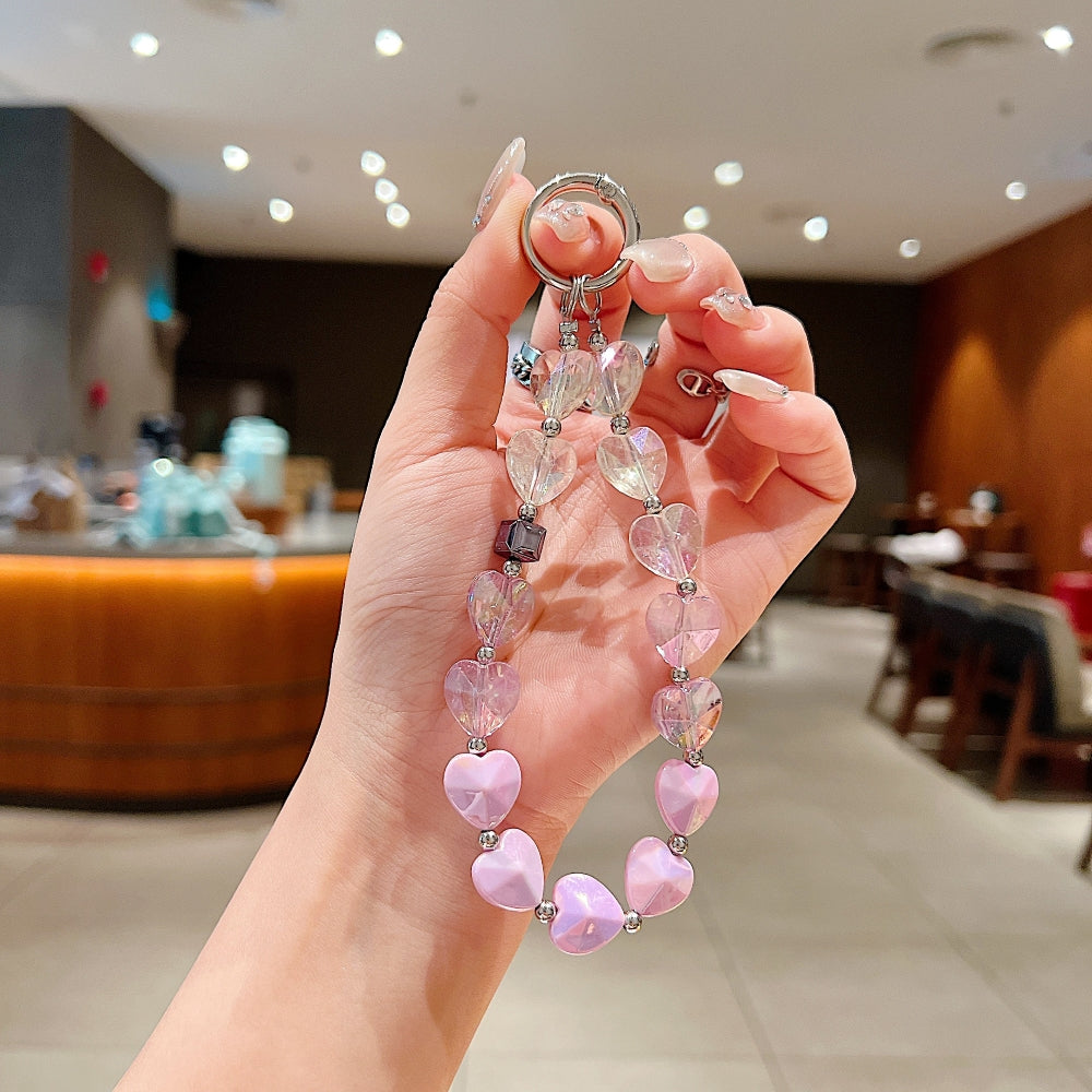 Dual Color Heart Shape Beaded Phone Charm | Keychain | Handbag Charm