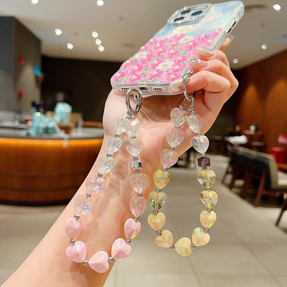 Dual Color Heart Shape Beaded Phone Charm | Keychain | Handbag Charm