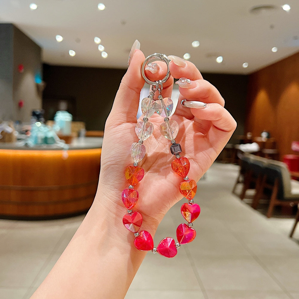 Dual Color Heart Shape Beaded Phone Charm | Keychain | Handbag Charm