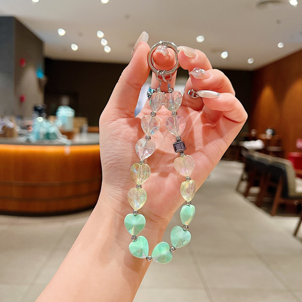 Dual Color Heart Shape Beaded Phone Charm | Keychain | Handbag Charm
