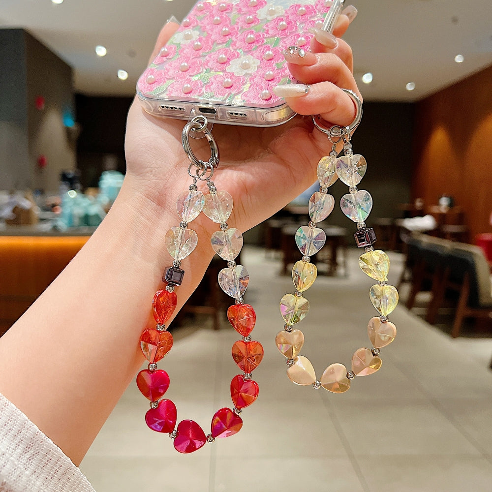 Dual Color Heart Shape Beaded Phone Charm | Keychain | Handbag Charm