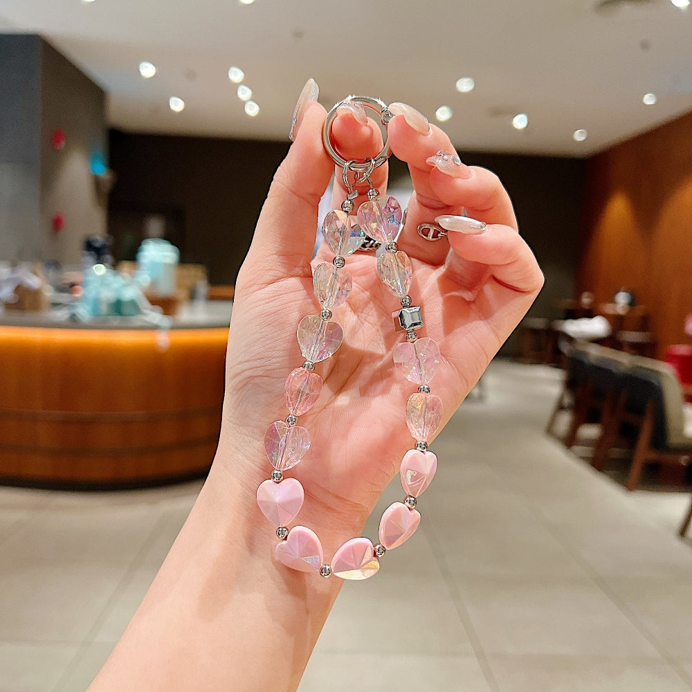 Dual Color Heart Shape Beaded Phone Charm | Keychain | Handbag Charm