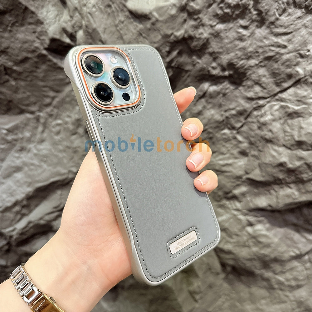 Electroplated Chrome PU Leather Phone Case - iPhone 16 Plus