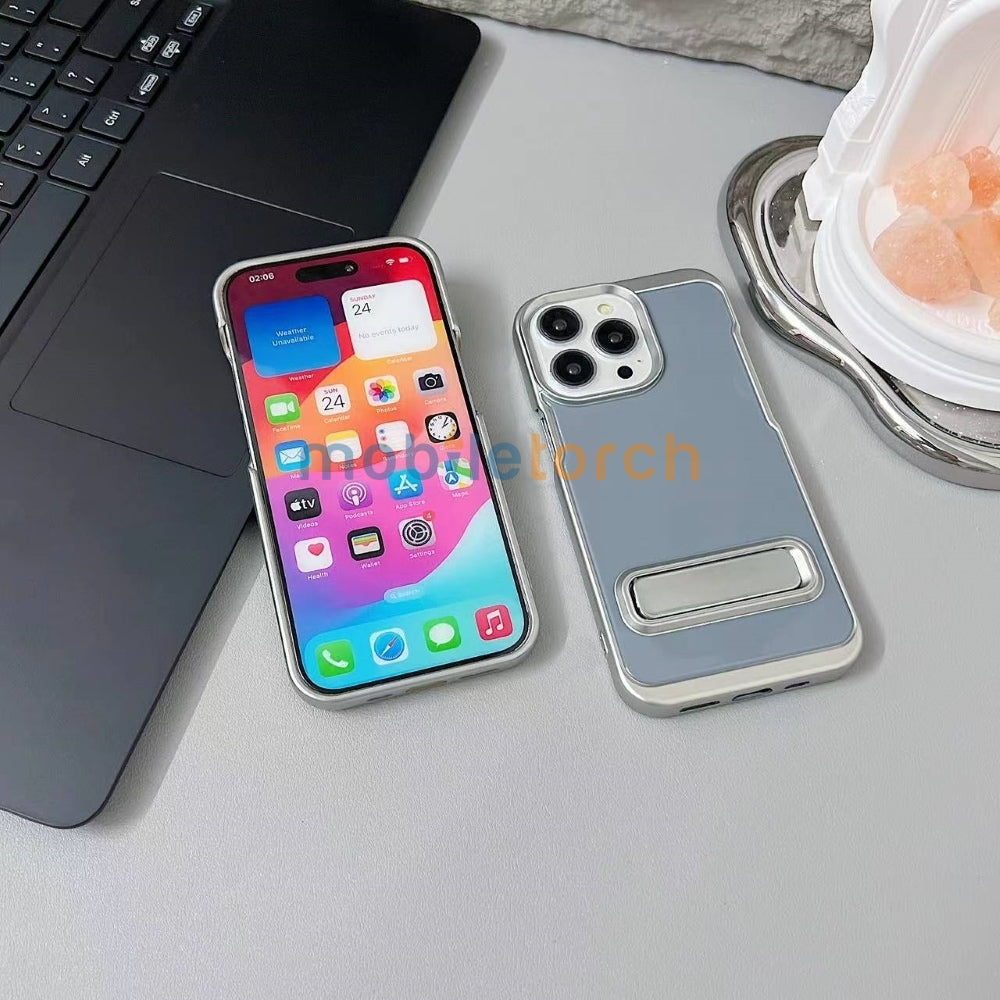 Electroplated Metal Kickstand TPU (Soft) Phone Case - iPhone 16 Plus