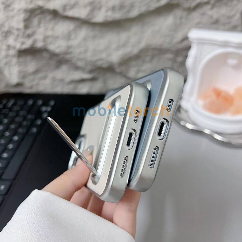 Electroplated Metal Kickstand TPU (Soft) Phone Case - iPhone 16 Plus
