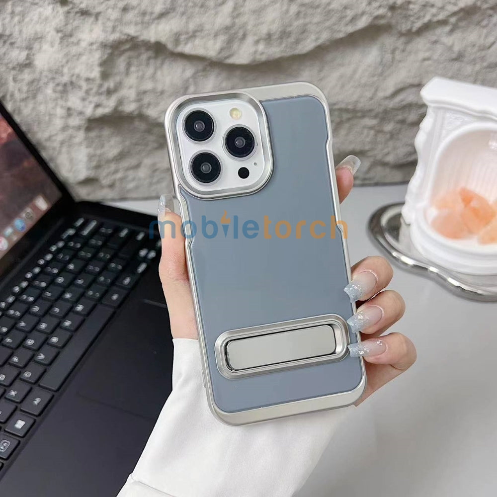 Electroplated Metal Kickstand TPU (Soft) Phone Case - iPhone 16 Plus