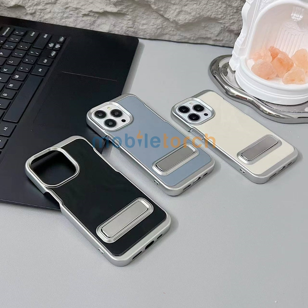 Electroplated Metal Kickstand TPU (Soft) Phone Case - iPhone 16 Plus