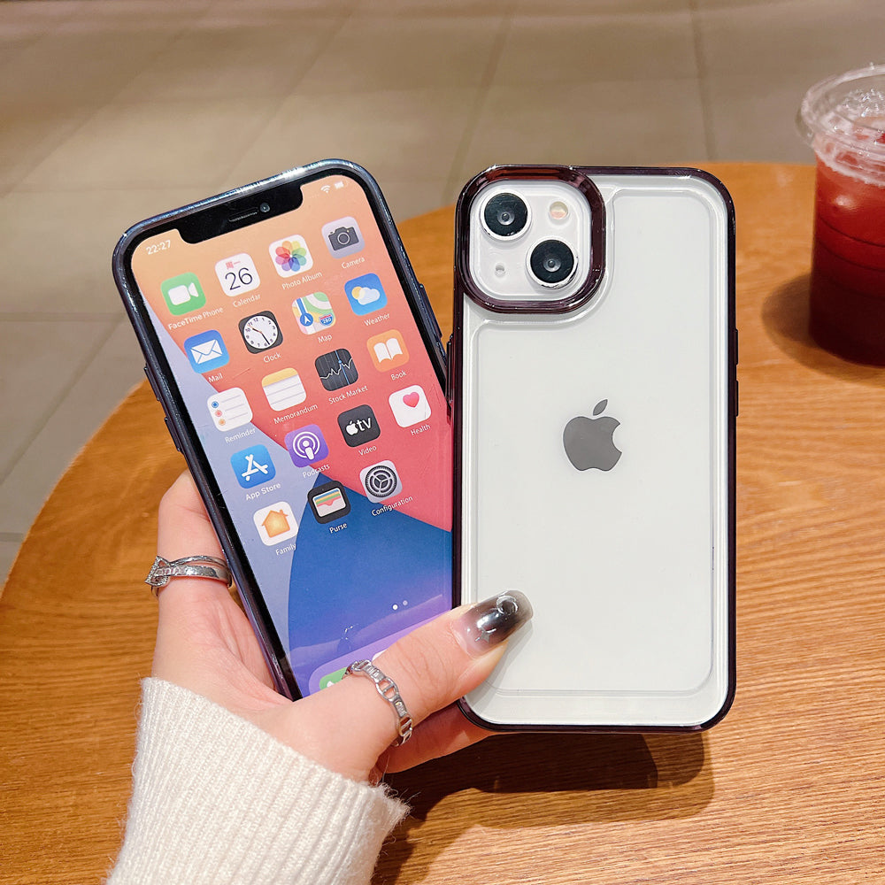 Electroplating Shockproof Color Frame Transparent Cover - iPhone 15 Pro